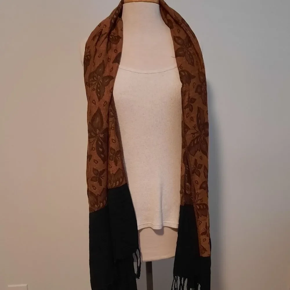 Lucky & COCO Butterfly Scarf Shawl Wrap Neckwarmer Fringe trim